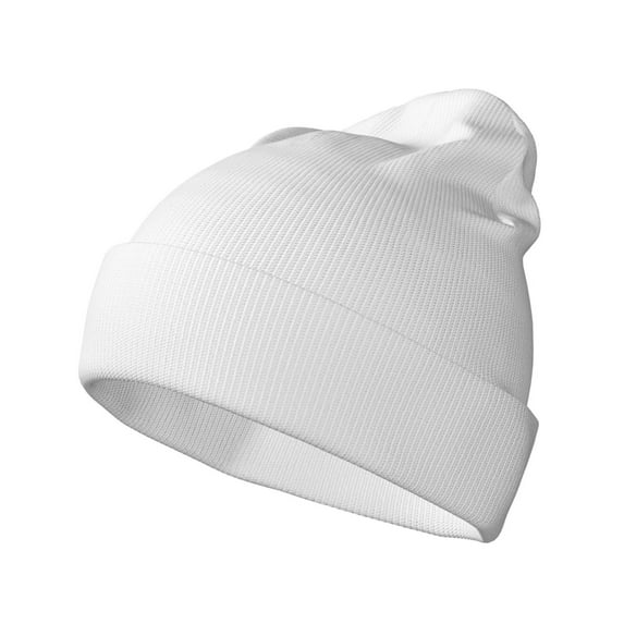 Picia White Pattern Knitted Beanie Hat for Men and Women , Unisex Winter Warm Stretchy Knit Cap Thick Fisherman Beanies Cuffed Plain Skull Caps