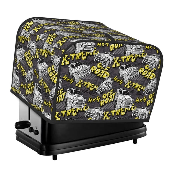 Picia White Retro Off-Road Vehicle Print 4 Slice Toaster Cover , Toaster Protector Dustproof Kitchen Appliance Cover, Kitchen Appliance Dustproof Protector