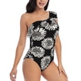 thumbnail image 1 of Picia White Sunflowers Pattern Women's One Piece Swimsuits,One Shoulder Swimwear Asymmetric ,Ruffle Monokinis Bathing Suits,High Waisted Flattering Bathing Suits-Small, 1 of 8