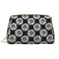 thumbnail image 1 of Picia White Sunflowers Print Leather Makeup Bag Make Up Bag Travel Toiletry Bag for Her Girlfriend Teacher Teen Girl Gifts, 1 of 8
