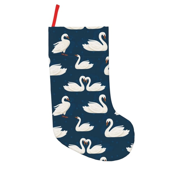 Picia White Swam Pattern Christmas Stockings, 18 Inches Knit Christmas Stockings, Stockings Christmas Cable Knitted Xmas Hanging Stockings