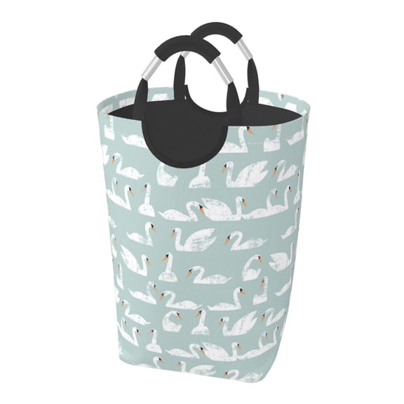 Picia White Swan Laundry Basket With Handles Laundry Hamper Toys Storage Organizer Foldable Bucket Washing Bin Dirty Clothes Bag For Home Bathroom Bedroom Dorm
