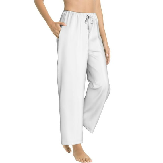 Picia White Womens Soft Woven Cotton Elastic Waistband Sleep Pajama Pant Lounge Sleep Pant With Pockets And Drawstring-XX-Large