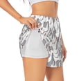 thumbnail image 1 of Picia White goose Pattern Women's 2 in 1 Athletic Running Shorts High Waisted Workout Casual Gym Sweat Shorts with Comfy Liner Zipper Pockets-Medium, 1 of 7