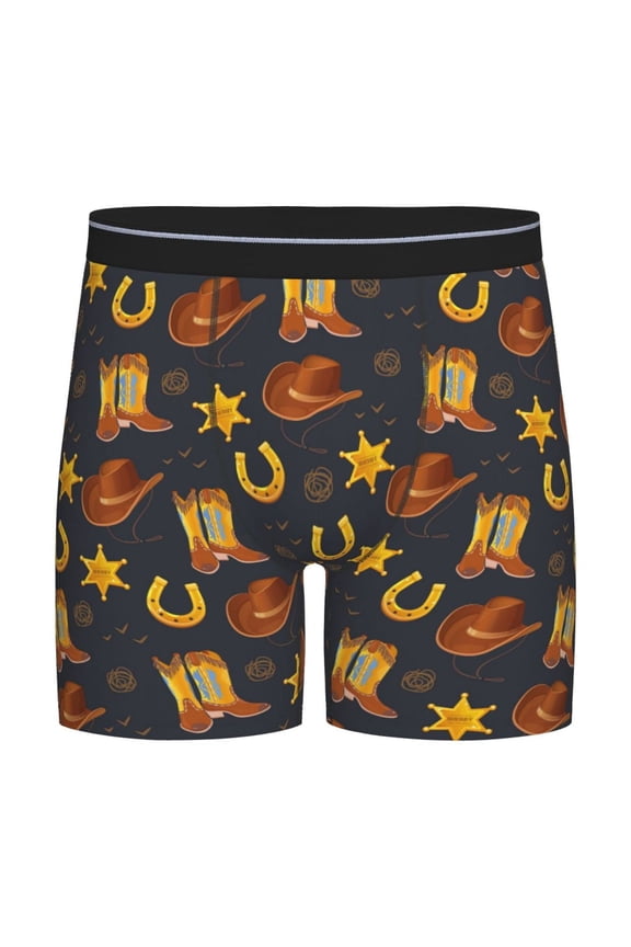 Wild West Golden Horseshoe Pattern Men's Athletic Long Leg Briefs , Performance Stretch UnderwearMoisture-Wicking