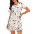 thumbnail image 1 of Picia Wildflower Watercolor 3 Pattern Women’s Nightdress – Casual Short-sleeved Loose-Fit Sleepwear, Soft Cotton Short-Sleeve Sleep Shirt for Relaxation & Comfort, 1 of 6
