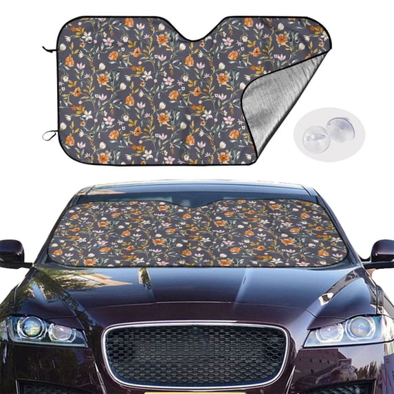 Picia Wildflowers Curved Windshield Sunshade Accordion Folding Style Auto Shade for Car Truck SUV Van Blocks UV Ray Sun Visor Protector -