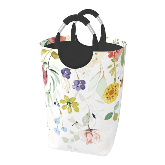 Picia Wildflowers Laundry Basket With Handles Laundry Hamper Toys Storage Organizer Foldable Bucket Washing Bin Dirty Clothes Bag For Home Bathroom Bedroom Dorm