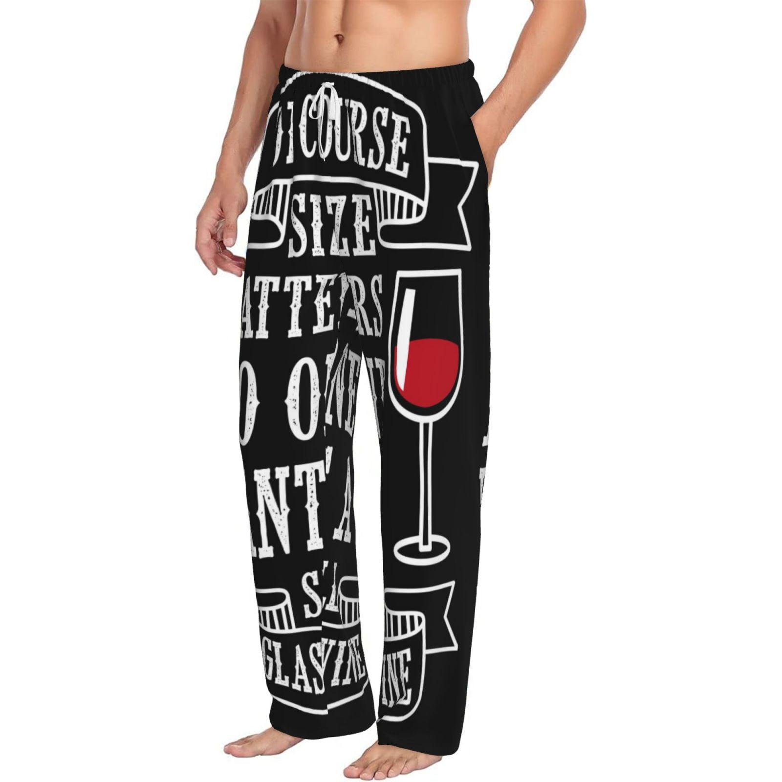 Picia Wine Funny Mens Soft Woven Cotton Elastic Waistband Sleep Pajama