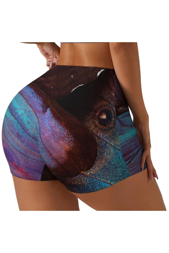Wings Of A Butterfly Printed Workout Shorts for Women Seamless Scrunch Butt Lifting High Waisted Yoga Gym Booty Running Moisture-wicking Short Pants-Large