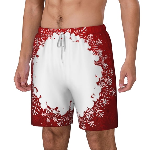 Picia Winter Christmas Snowflake pattern Mens Swim Trunks with Compression Liner Stretch Beach Shorts Quick Dry with Zipper Pockets No-Chafing Board Shorts-XX-Large