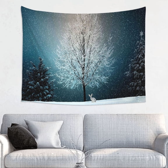 Picia Winter Rabbit Pattern Tapestry-Tapestries for Bedroom Living Room Dorm(29x37")