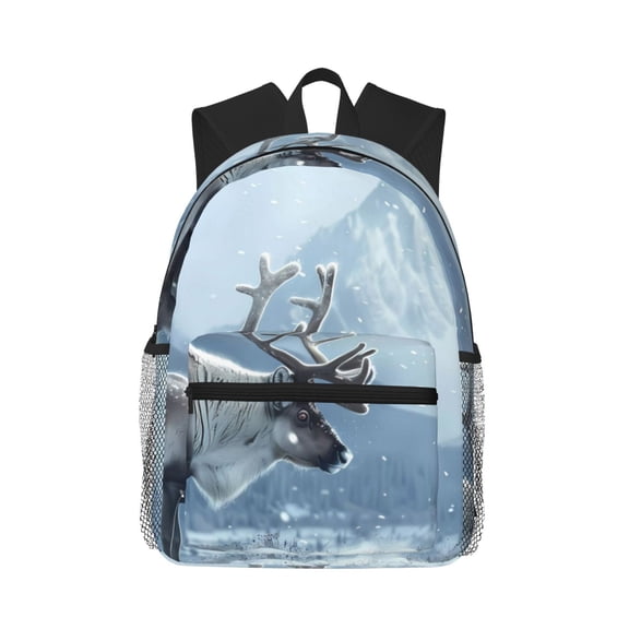 Picia Winter Reindeer In Snowy Mountains Large Capacity Backpack Classic Style Backpack Casual Backpack Water-Resistant School Work Travel Outdoor Backpack
