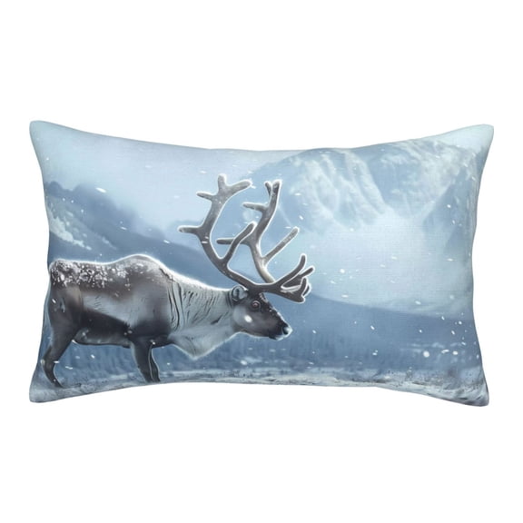 Picia Winter Reindeer In Snowy Mountains Pattern Plush Pillow Case – Soft and Cozy Cushion Cover, Hypoallergenic Throw Pillow Case for Home Decor-16"x24"