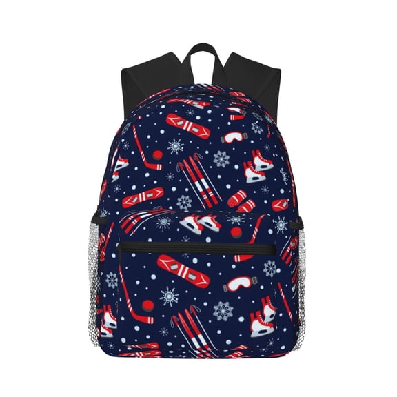 Picia Winter Skiing Snowflakes Large Capacity Backpack Classic Style Backpack Casual Backpack Water-Resistant School Work Travel Outdoor Backpack