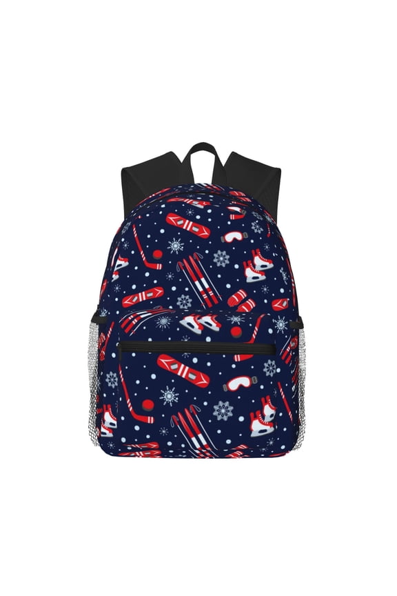 Winter Skiing Snowflakes Large Capacity Backpack Classic Style Backpack Casual Backpack Water-Resistant School Work Travel Outdoor Backpack