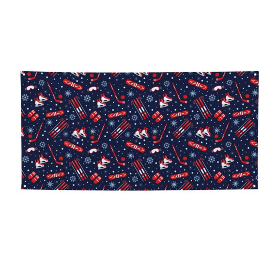 Picia Winter Outdoors Sports Pattern Party Banner, Festive Decoration, Holiday Banner, Celebration Decor, Event Banner, Reusable Party Banner-Medium