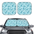 thumbnail image 1 of Picia Winter Warmth Blue Knitted 2 Piece Car Windshield Sun Shade Foldable | Foldable Sun Shield for Front Window Blocks UV Rays and Keeps Your Vehicle Cool-Large, 1 of 7