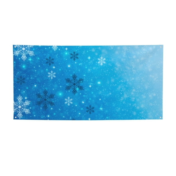 Picia Winter With Snowflakes Pattern Party Banner, Festive Decoration, Holiday Banner, Celebration Decor, Event Banner, Reusable Party Banner-Small