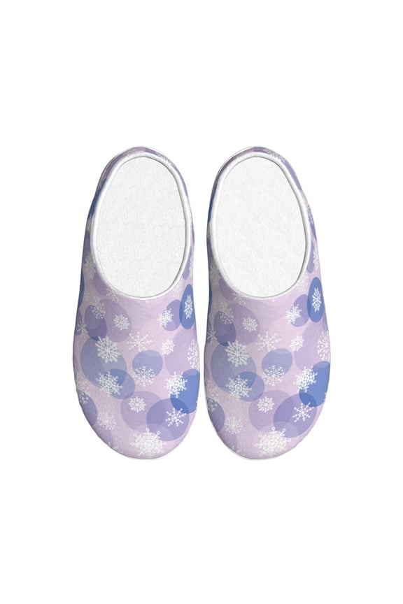 Winter With Snowflakes for Women's Lamb-hug Comfy Fleece House Slippers Memory Foam, Slip-on House Shoes Indoor Outdoor-42/43
