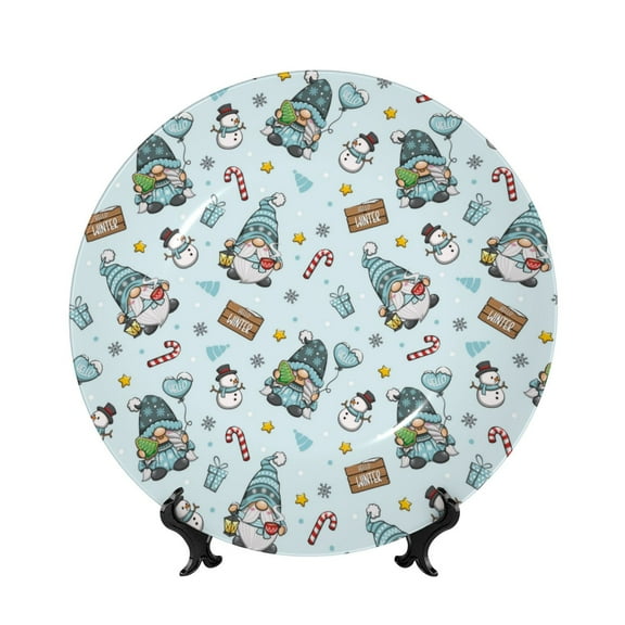 Picia Winter Wonderland Light Blue Pattern Bone China Decorative Plate – Wall Decor with Stand and Adhesive, Elegant Ornament for Living Room, Office, or Entryway-6in