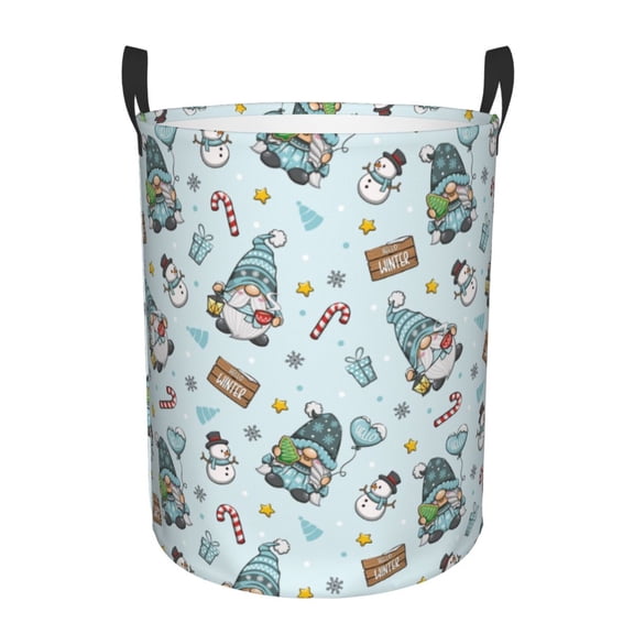 Picia Winter Wonderland Light Blue Pattern Large Laundry Basket, Waterproof, Freestanding Laundry Hamper, Collapsible Tall Clothes Hamper with Extended Handles-Medium