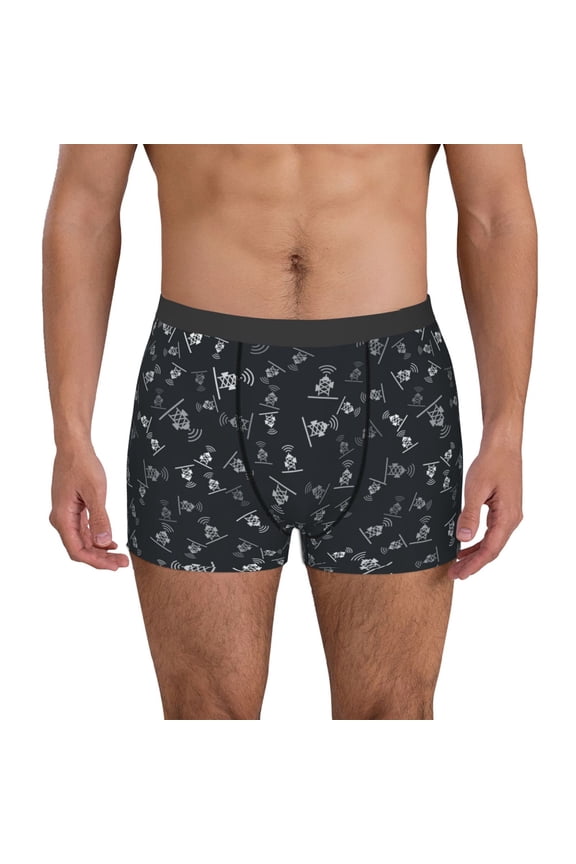 Wireless Antenna Icon Pattern Men’s Boxer Briefs – Soft & Breathable Underwear, Stretchy & Comfortable Fit, Supportive Pouch Design, Moisture-Wicking-XX-Large