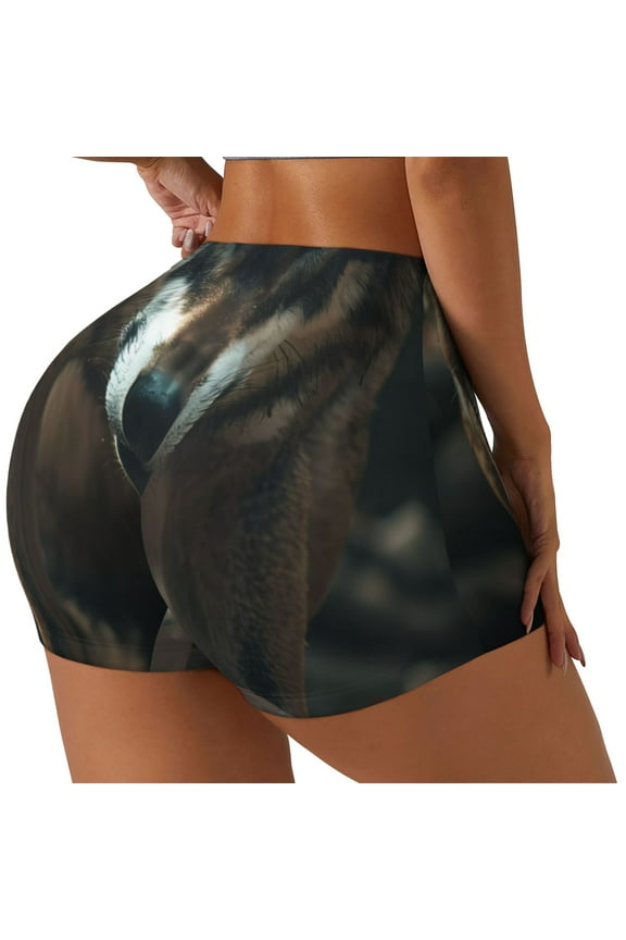 Wolf With Basketball Printed Workout Shorts for Women Seamless Scrunch Butt Lifting High Waisted Yoga Gym Booty Running Moisture-wicking Short Pants-X-Large