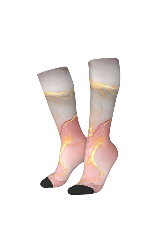 Women Crew Soft Moisture-wicking Socks Abstract Marble Texture Pattern Design Cotton Socks, One Size fit All
