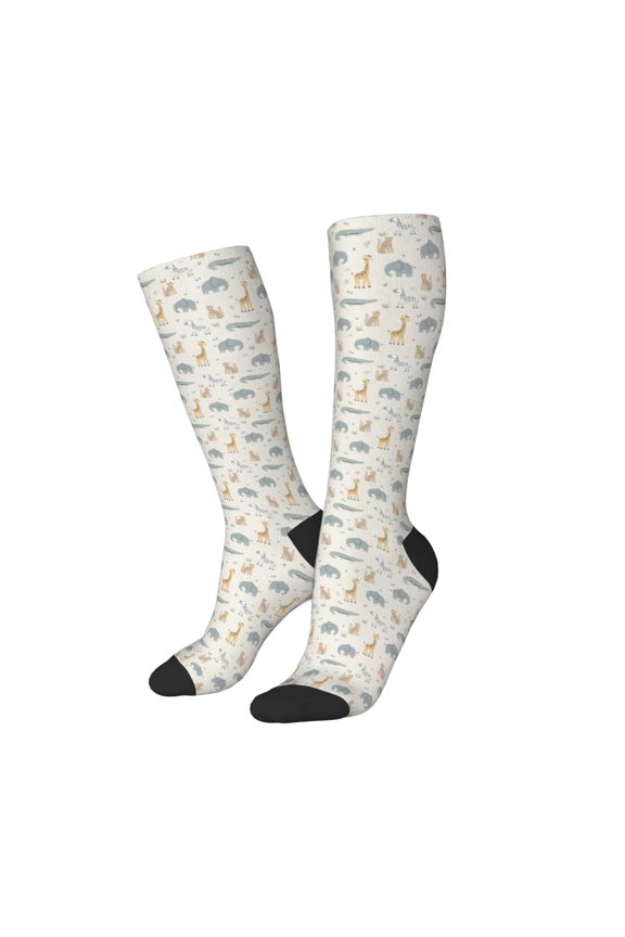 Women Crew Soft Moisture-wicking Socks African Animals Pattern Design Cotton Socks, One Size fit All