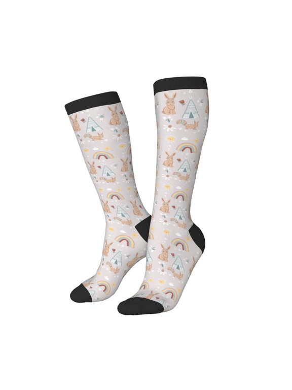 Women Crew Soft Moisture-wicking Socks Animals In Tribe Pattern Design Cotton Socks, One Size fit All