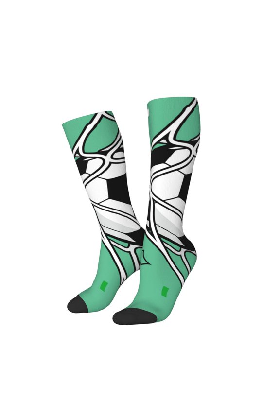 Women Crew Soft Moisture-wicking Socks BALL INSIDE THE NET GOAL Pattern Design Cotton Socks, One Size fit All