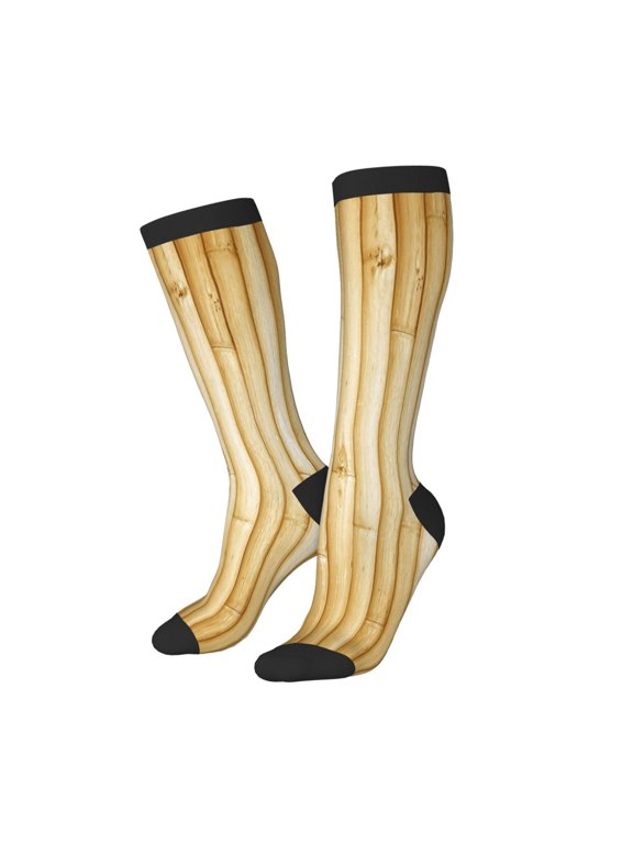 Women Crew Soft Moisture-wicking Socks Bamboo Wall Pattern Design Cotton Socks, One Size fit All