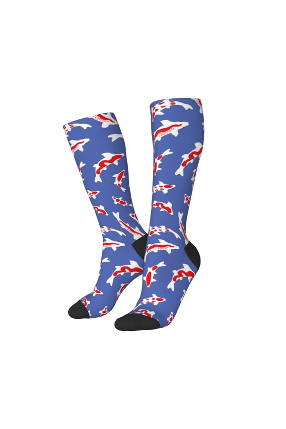 Women Crew Soft Moisture-wicking Socks Beautiful Koi Fish Pattern Design Cotton Socks, One Size fit All