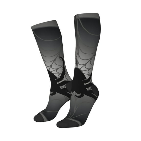 Picia Women Crew Soft Moisture-wicking Socks Black Spiders Pattern Design Cotton Socks, One Size fit All