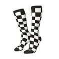 thumbnail image 1 of Picia Women Crew Soft Moisture-wicking Socks Black and White Checkerboard Pattern Design Cotton Socks, One Size fit All, 1 of 9
