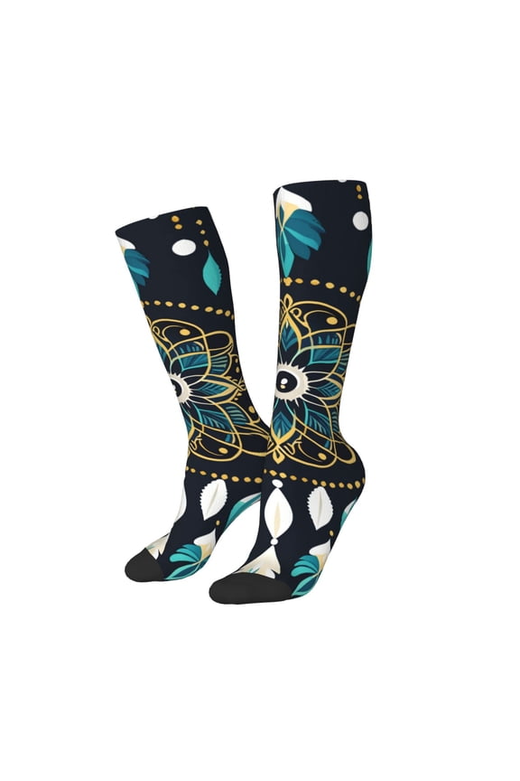 Women Crew Soft Moisture-wicking Socks Boho Dreamcatcher Pattern Design Cotton Socks, One Size fit All