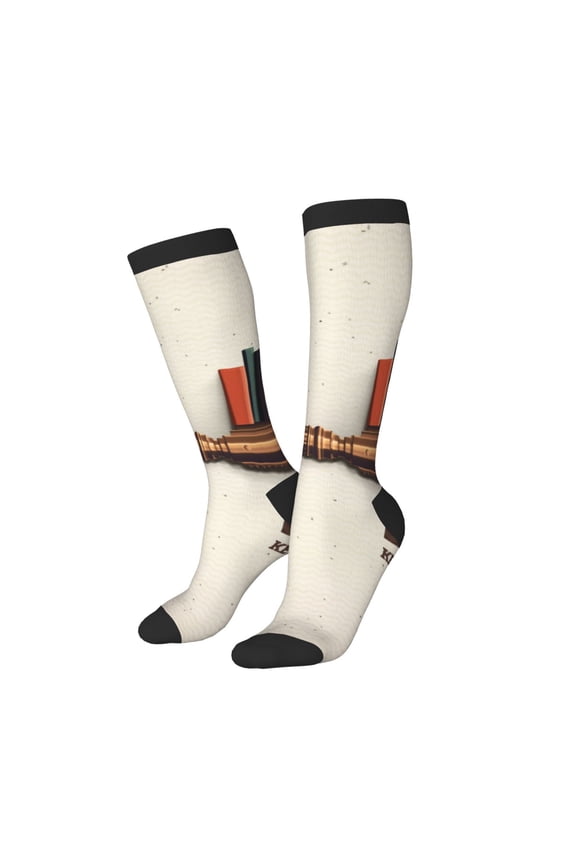 Women Crew Soft Moisture-wicking Socks Books Key To Knowledge Pattern Design Cotton Socks, One Size fit All