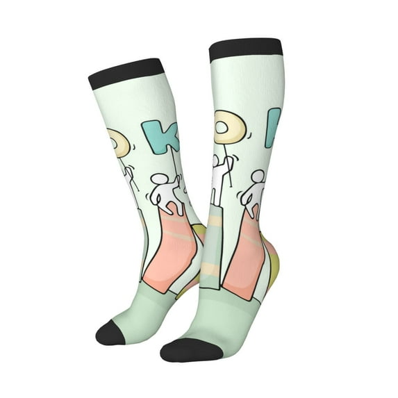 Picia Women Crew Soft Moisture-wicking Socks Books Pattern Design Cotton Socks, One Size fit All