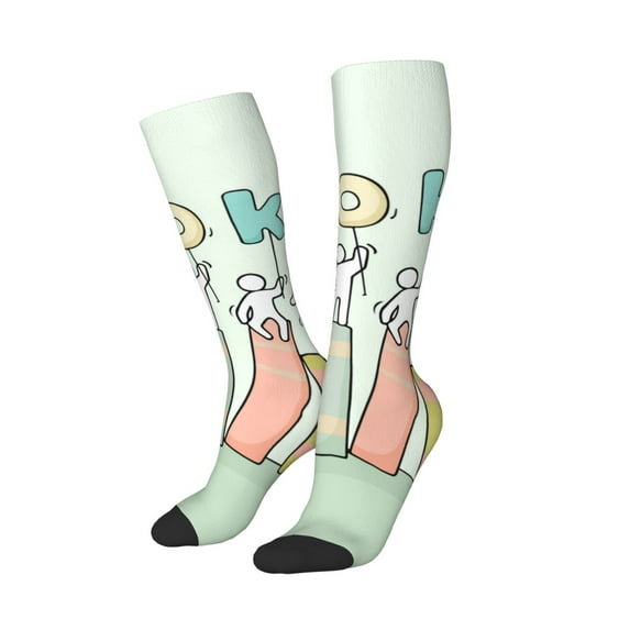 Picia Women Crew Soft Moisture-wicking Socks Books Pattern Design Cotton Socks, One Size fit All