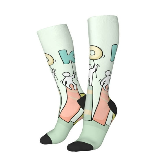 Picia Women Crew Soft Moisture-wicking Socks Books Pattern Design Cotton Socks, One Size fit All