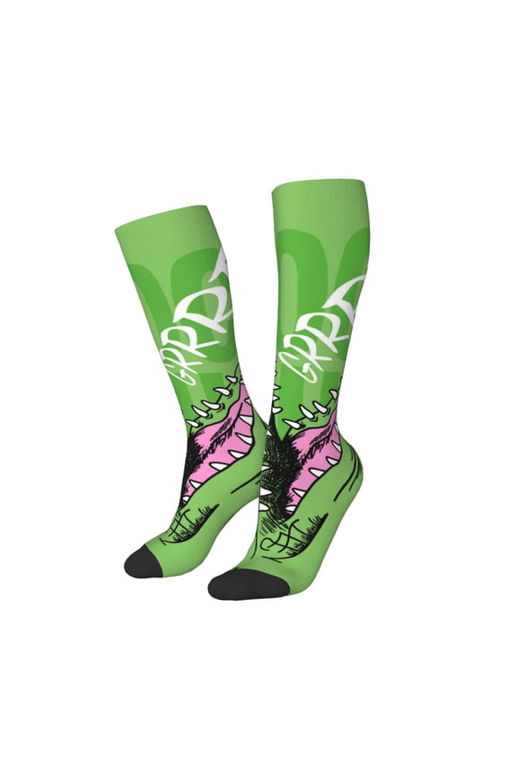 Women Crew Soft Moisture-wicking Socks CROCODILE HEAD Pattern Design Cotton Socks, One Size fit All