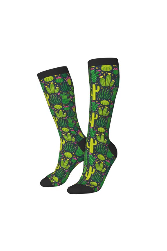 Women Crew Soft Moisture-wicking Socks Cactus 1 Pattern Design Cotton Socks, One Size fit All