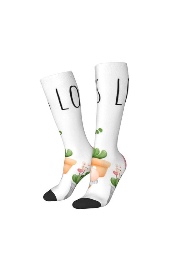 Women Crew Soft Moisture-wicking Socks Cactus Gnome Pattern Design Cotton Socks, One Size fit All