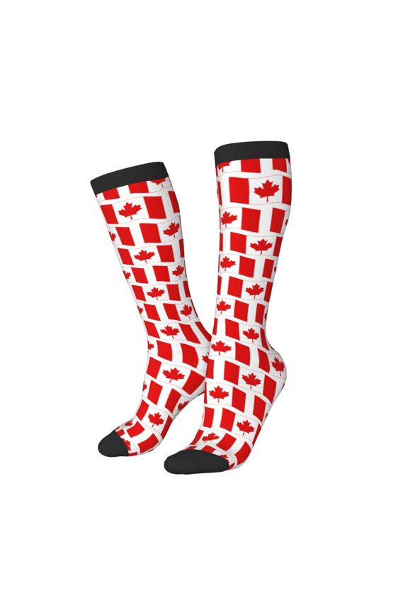 Women Crew Soft Moisture-wicking Socks Canada Pattern Design Cotton Socks, One Size fit All