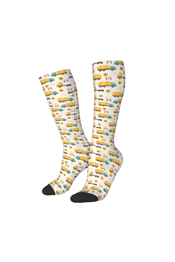 Women Crew Soft Moisture-wicking Socks Cars Pattern Design Cotton Socks, One Size fit All