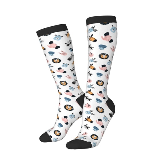 Picia Women Crew Soft Moisture-wicking Socks Cartoon Animals Pattern Design Cotton Socks, One Size fit All