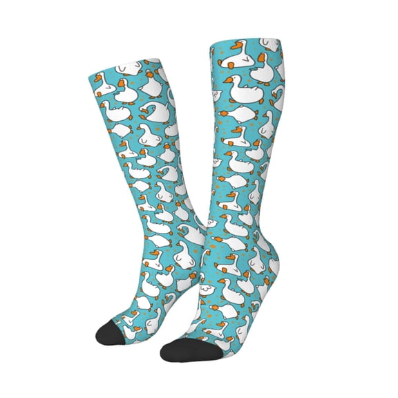 Picia Women Crew Soft Moisture-wicking Socks Cartoon Funny Goose Pattern Design Cotton Socks, One Size fit All