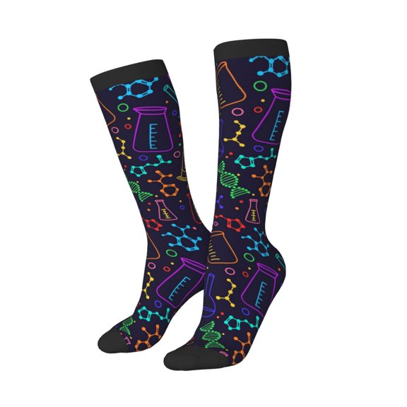 Picia Women Crew Soft Moisture-wicking Socks Chemistry Science Pattern Design Cotton Socks, One Size fit All