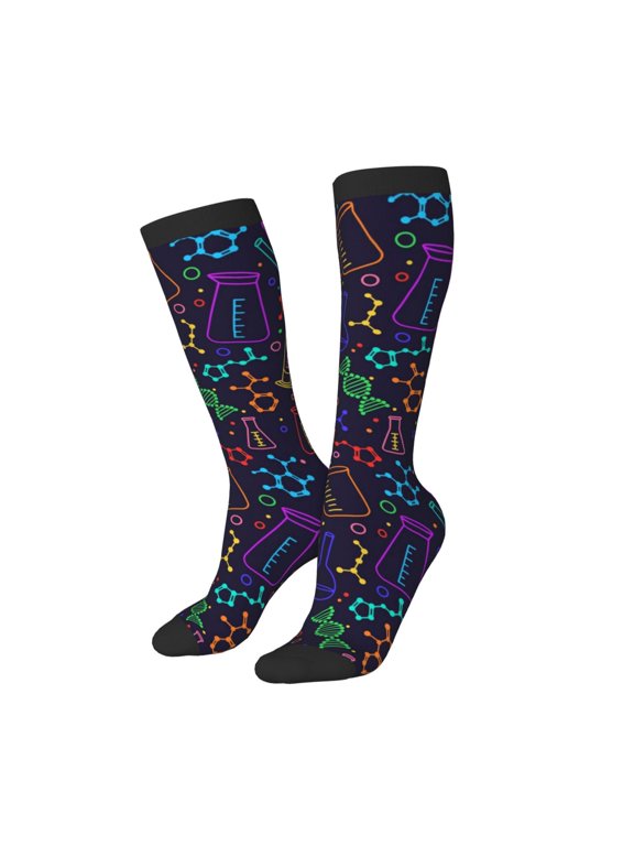 Women Crew Soft Moisture-wicking Socks Chemistry Science Pattern Design Cotton Socks, One Size fit All
